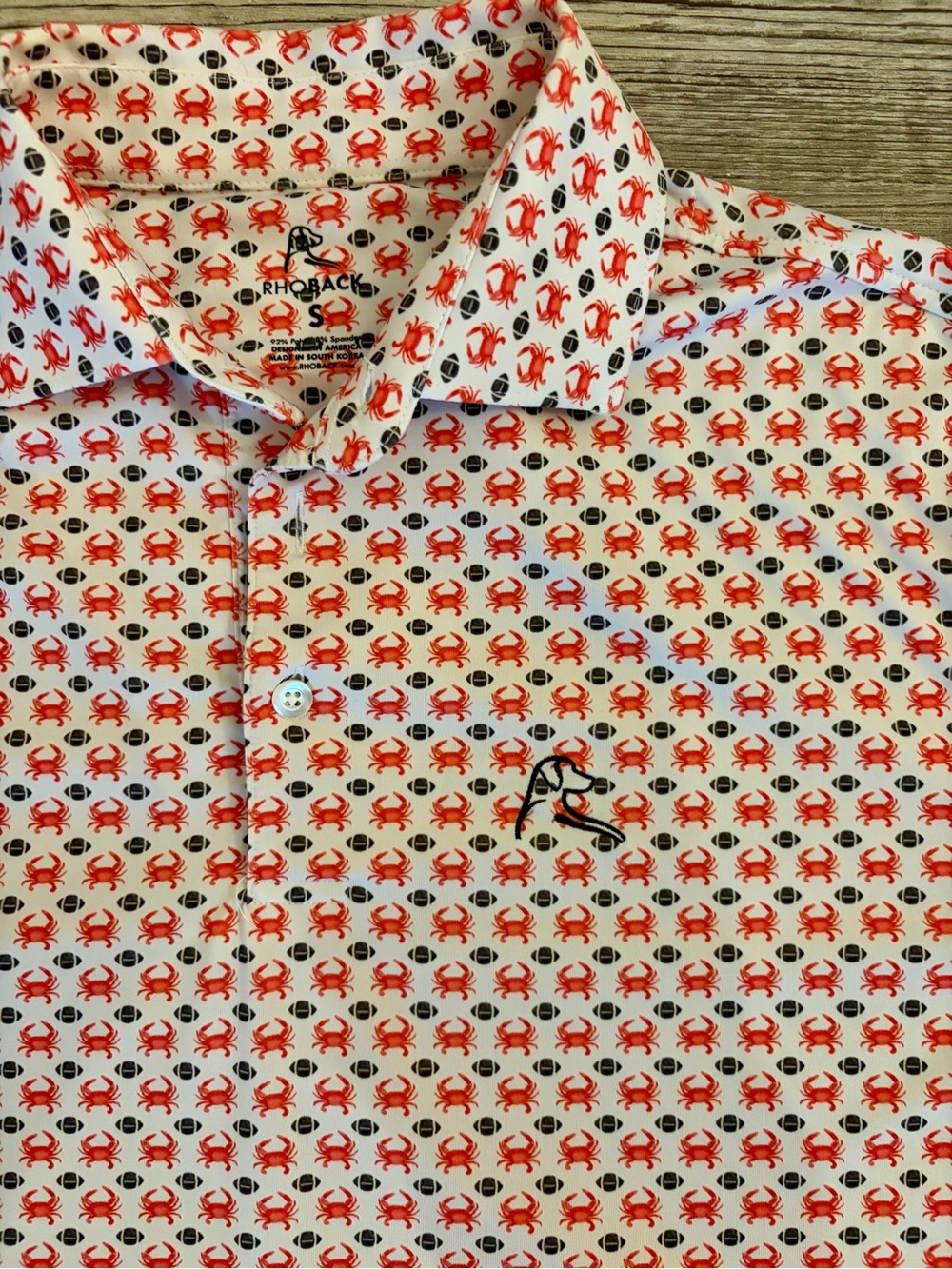 Rhoback Crabcakes & Football Maryland Themed Polo - Small